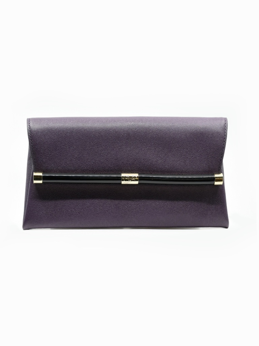 DVF Diane von Furstenberg 440 Caviar Leather Envelope Clutch in Eggplant NWT